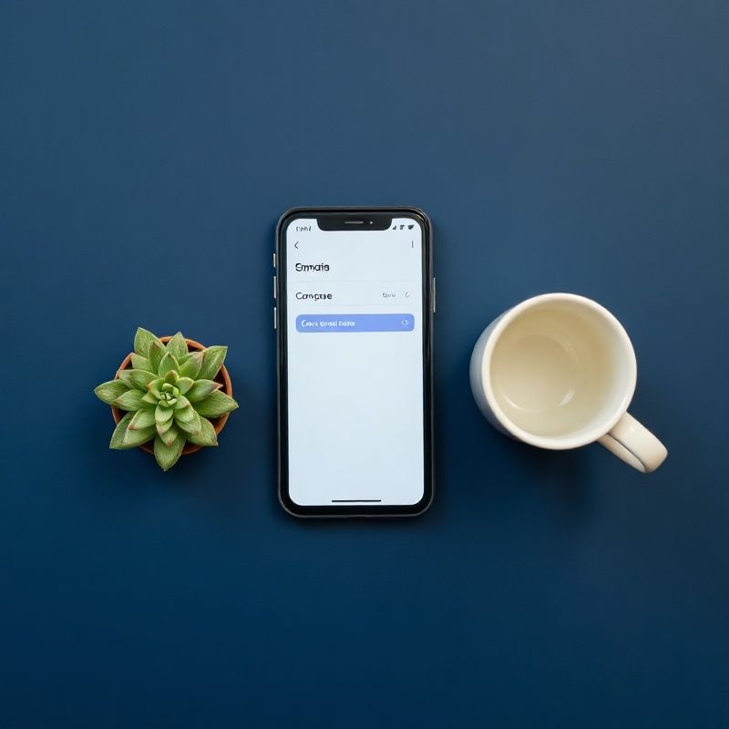 Minimalistički prikaz pametnog telefona s ekranom za pisanje e-maila na indigo površini